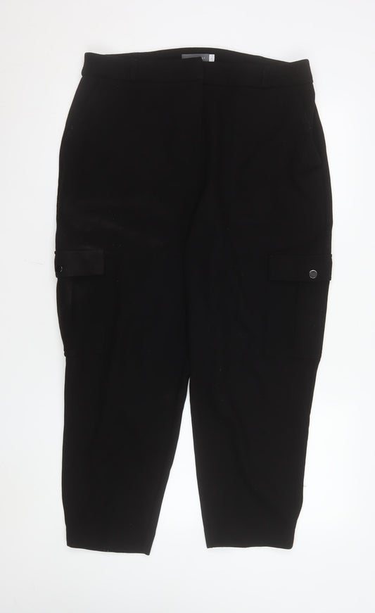 Mint Velvet Black Cotton Blend Women's Cargo Trousers Size 10