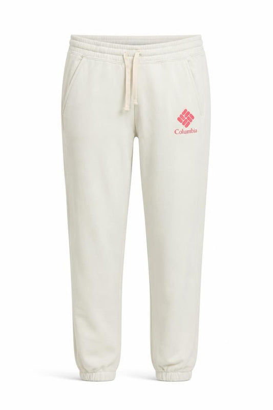 Front view of Columbia Women Beige Regular Fit Jogger Sweatpants S Cotton Blend