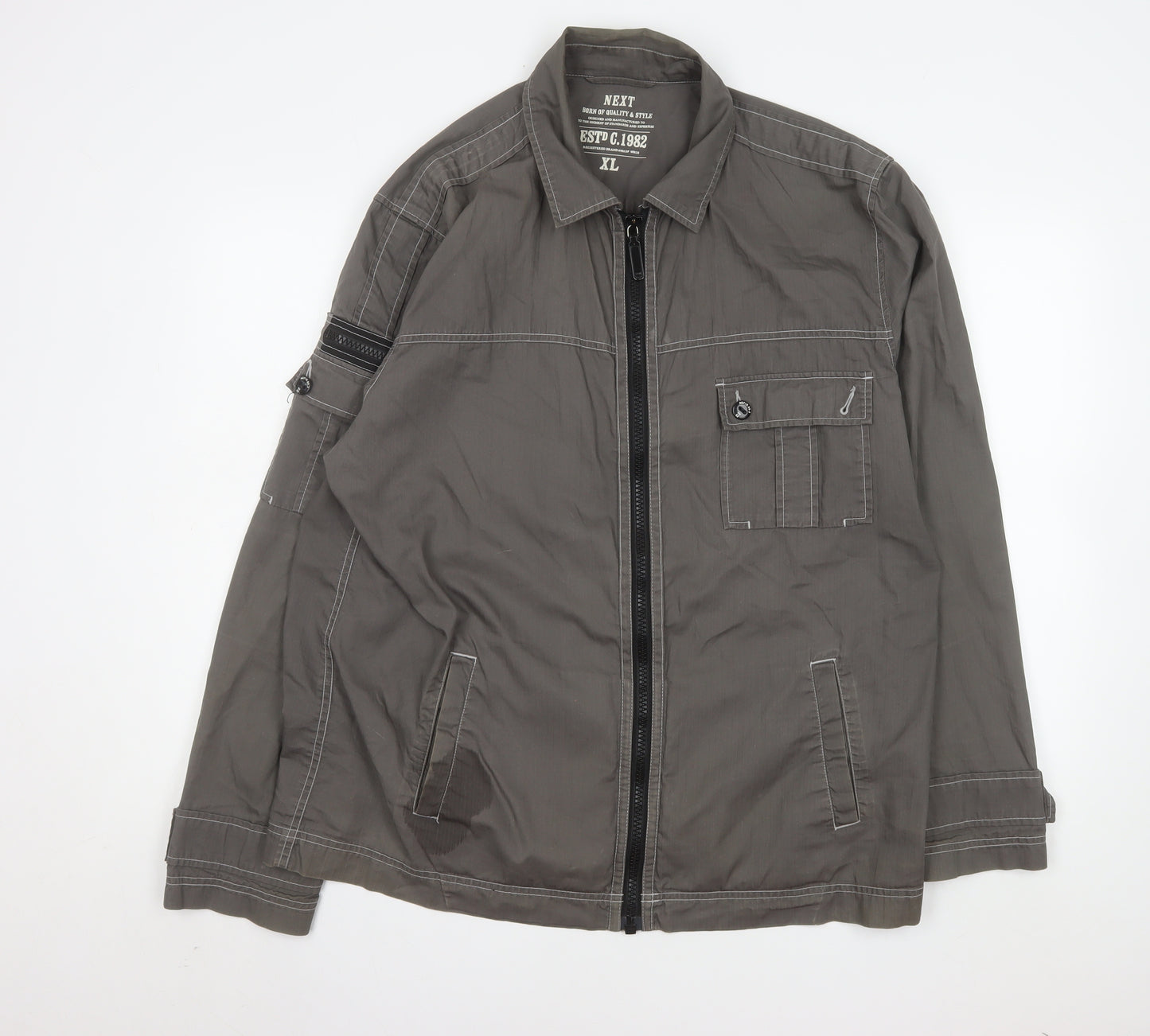 Next Men's Grey Cotton Full Zip Casual Jacket XL