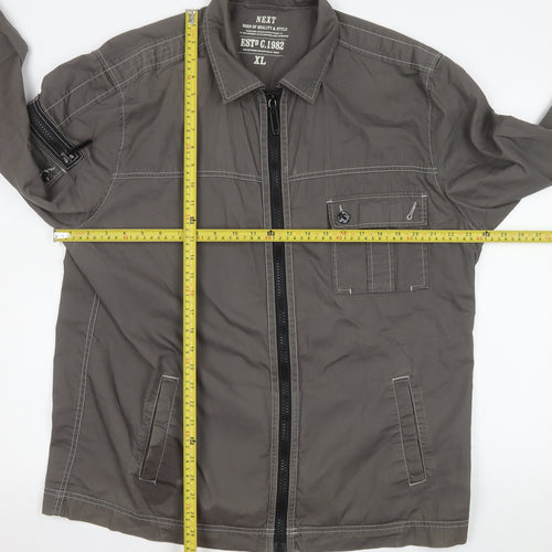 Next Men's Grey Cotton Full Zip Casual Jacket XL