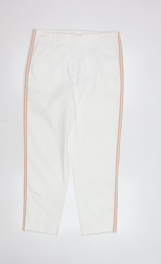 Luisa Cerano Women's White Cropped Stretch Cotton Trousers Size 10