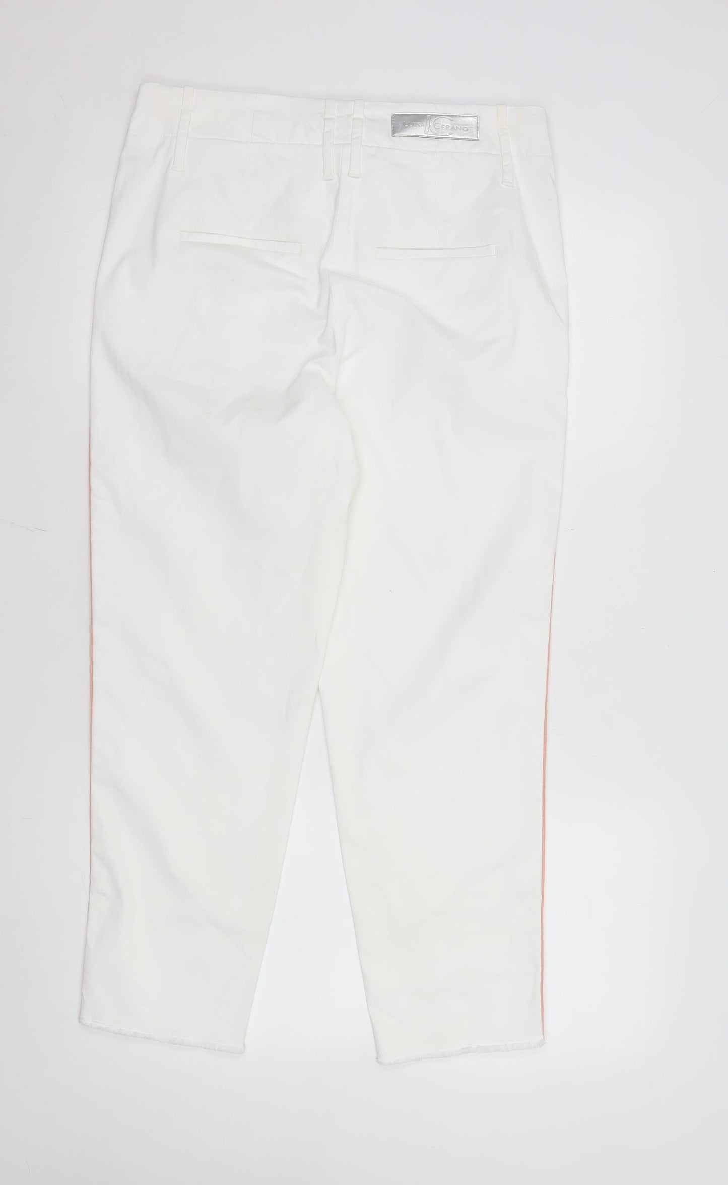 Luisa Cerano Women's White Cropped Stretch Cotton Trousers Size 10