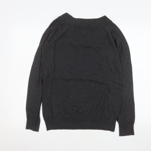 Lauren Ralph Lauren Women's Dark Grey XL Buckle Neck Cotton Jumper