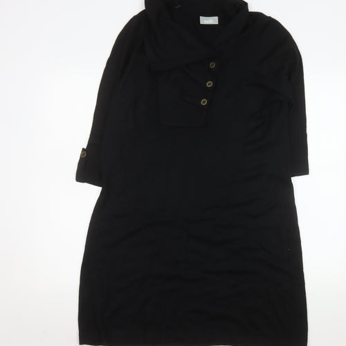 Wallis Women's Black Knit Cowl Neck Shift Dress Size L