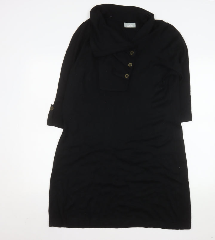 Wallis Women's Black Knit Cowl Neck Shift Dress Size L