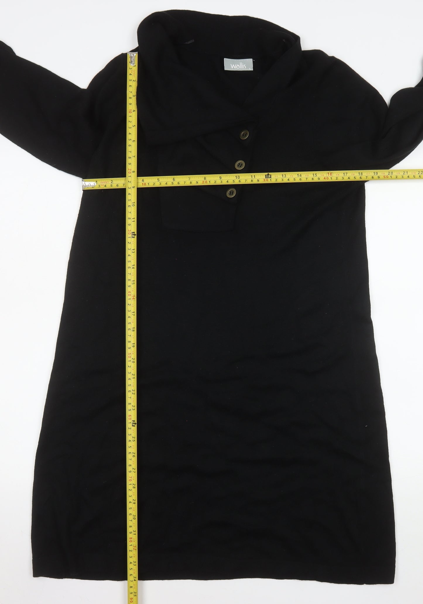 Wallis Women's Black Knit Cowl Neck Shift Dress Size L