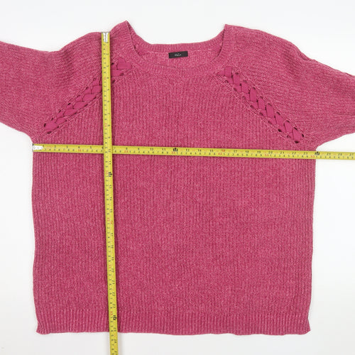 M&Co Women’s Pink Cotton Chunky Knit Pullover Jumper Size 18