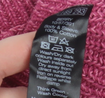 M&Co Women’s Pink Cotton Chunky Knit Pullover Jumper Size 18