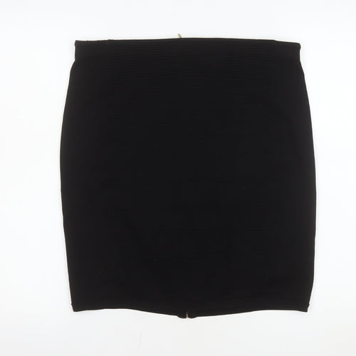 H&M Women’s Black Bandage Short Skirt Size 14 Zip Detail