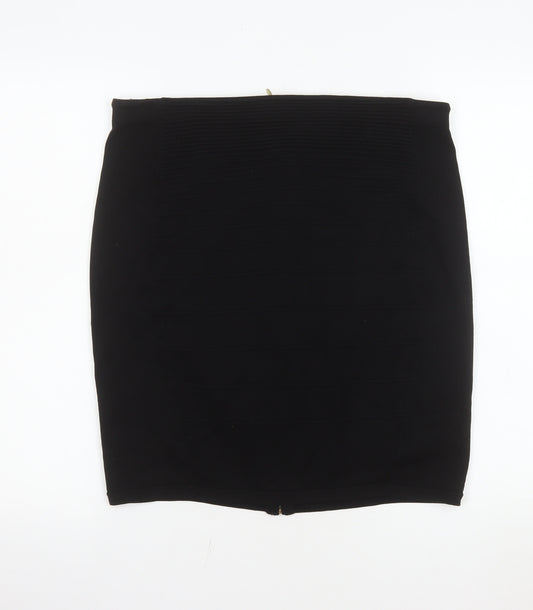 H&M Women’s Black Bandage Short Skirt Size 14 Zip Detail