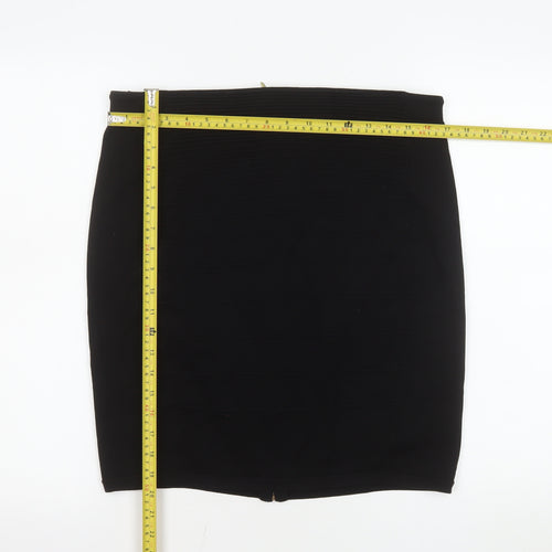 H&M Women’s Black Bandage Short Skirt Size 14 Zip Detail