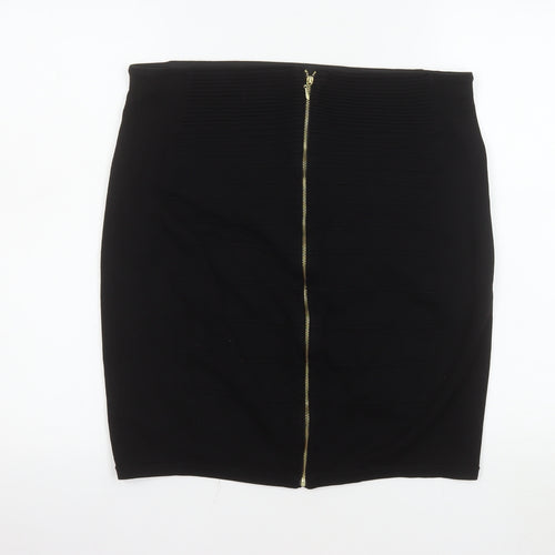 H&M Women’s Black Bandage Short Skirt Size 14 Zip Detail