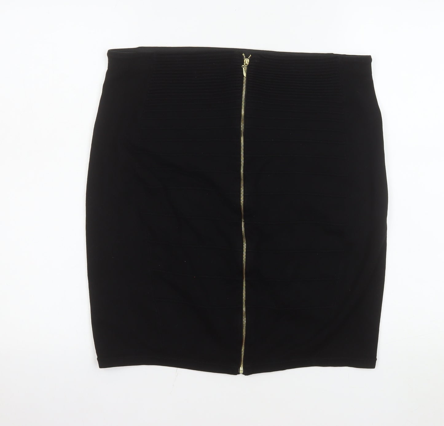 H&M Women’s Black Bandage Short Skirt Size 14 Zip Detail