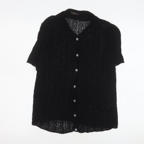 Marks and Spencer Women’s Black Viscose Knit Button-Up Top Size 12