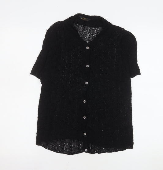 Marks and Spencer Women’s Black Viscose Knit Button-Up Top Size 12