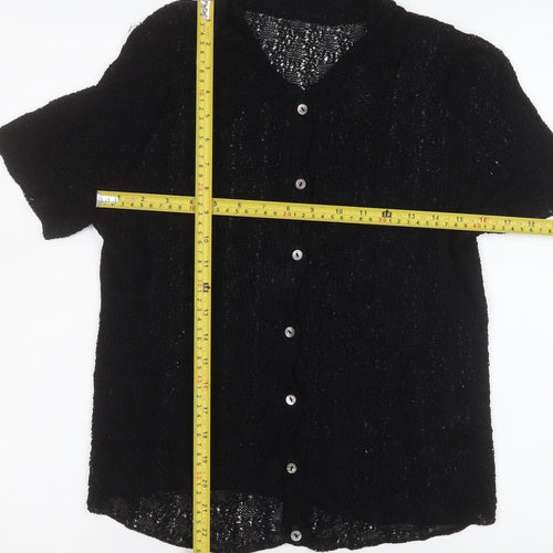 Marks and Spencer Women’s Black Viscose Knit Button-Up Top Size 12
