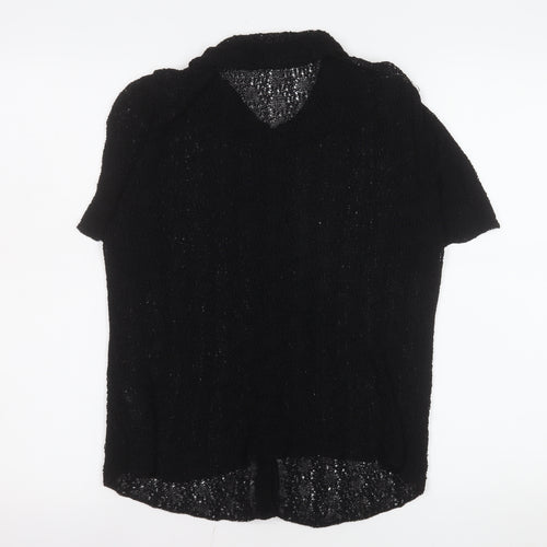 Marks and Spencer Women’s Black Viscose Knit Button-Up Top Size 12