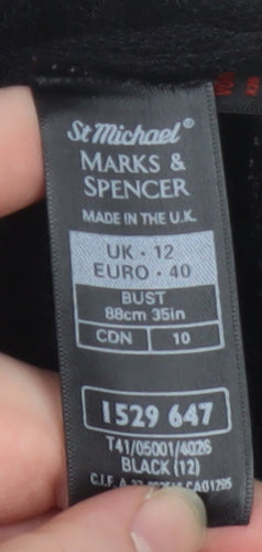 Marks and Spencer Women’s Black Viscose Knit Button-Up Top Size 12