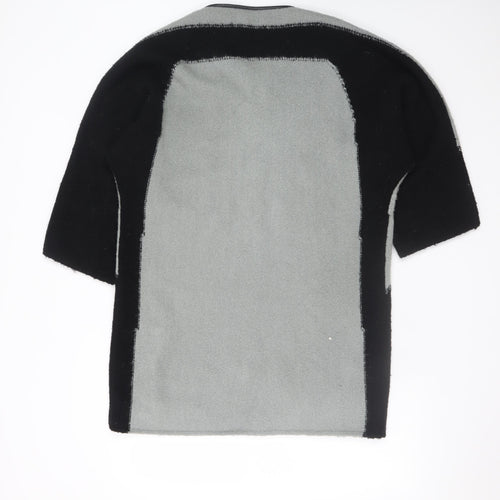 Alice Collins Women Black Grey Size 16 Full Zip Knit Jumper