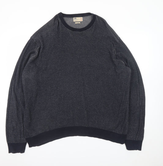 Marks and Spencer Men's Navy Blue Cotton Crew Neck Pullover Sweatshirt 2XL