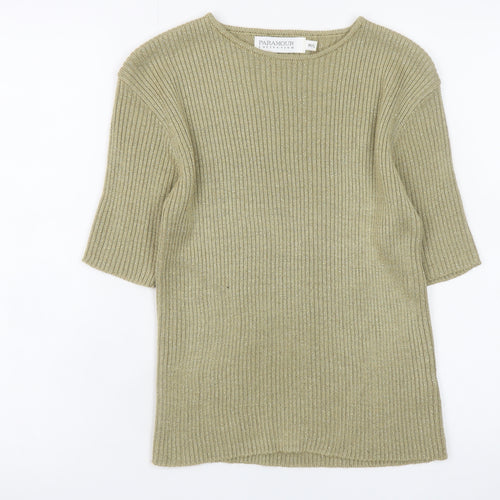 Paramour Collection Women's Beige Knit Short Sleeve Pullover Jumper M