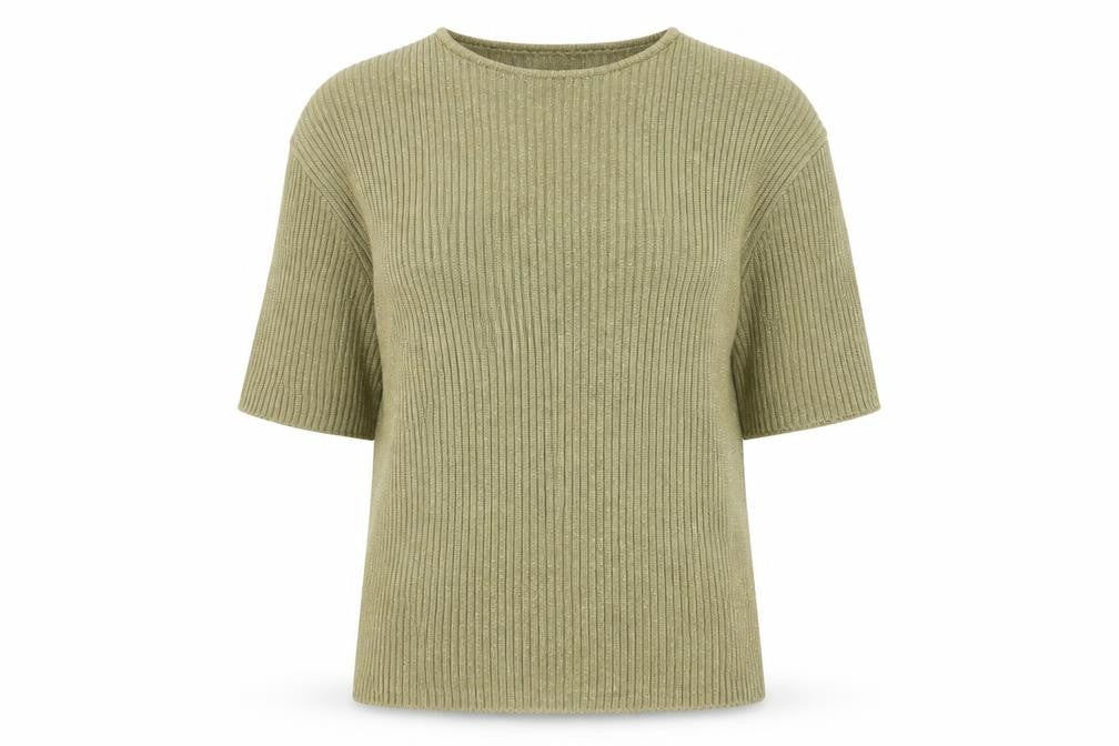 Front view of Paramour Collection Women's Beige Knit Short Sleeve jumper M