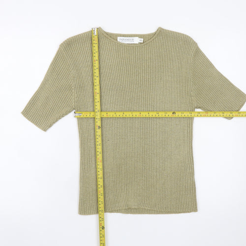 Paramour Collection Women's Beige Knit Short Sleeve Pullover Jumper M