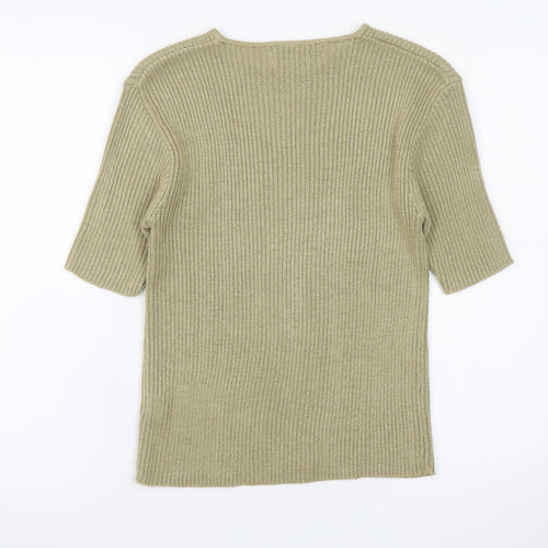 Paramour Collection Women's Beige Knit Short Sleeve Pullover Jumper M
