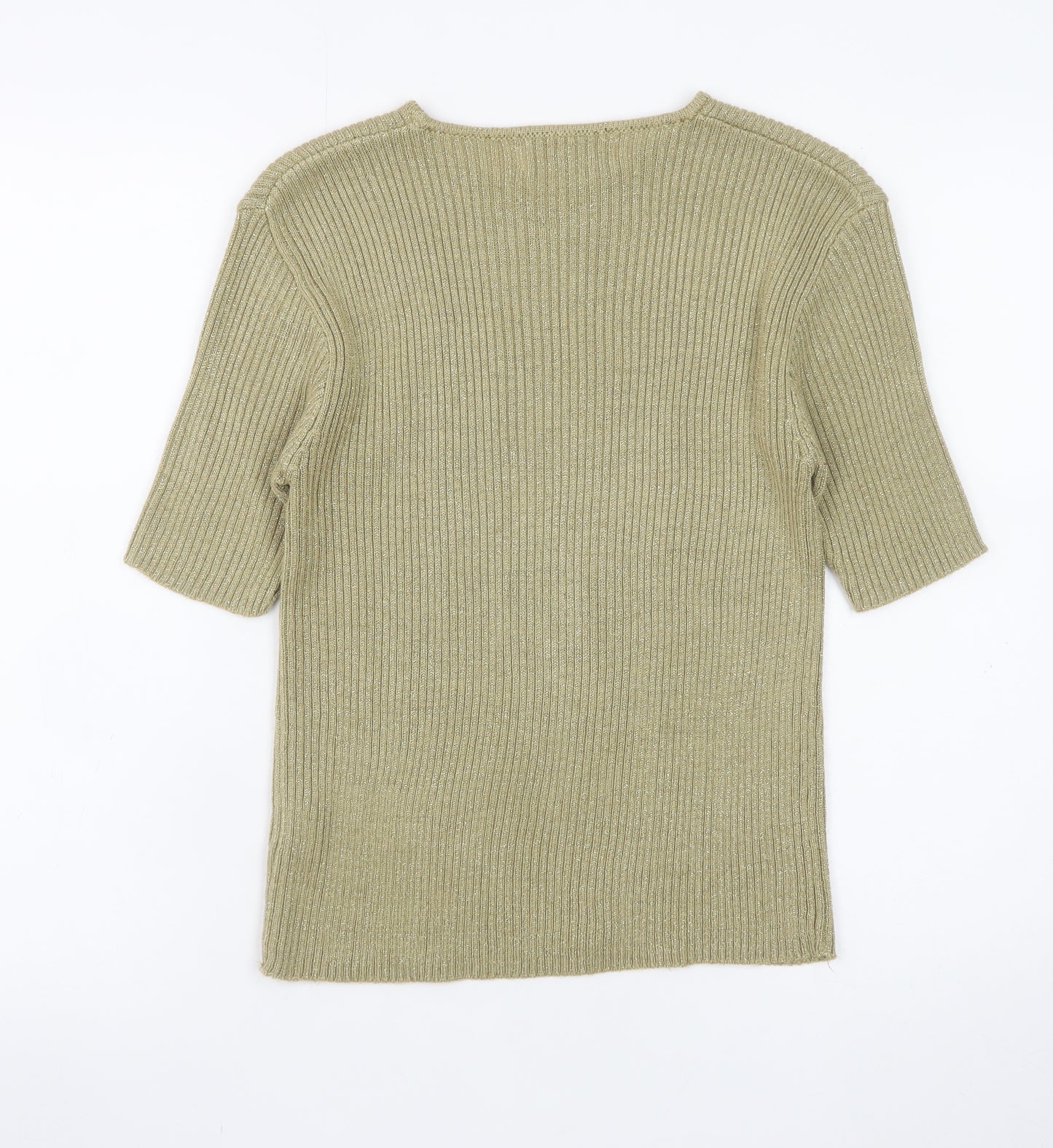 Paramour Collection Women's Beige Knit Short Sleeve Pullover Jumper M