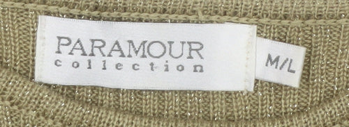Paramour Collection Women's Beige Knit Short Sleeve Pullover Jumper M