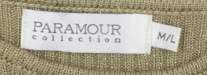 Paramour Collection Women's Beige Knit Short Sleeve Pullover Jumper M