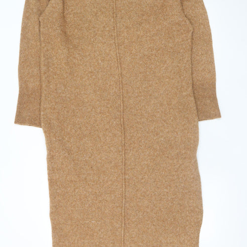 ASOS DESIGN Women Brown Wool Blend Midi Jumper Dress S