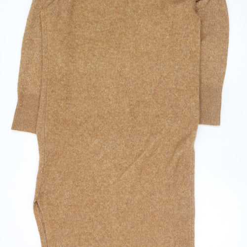 ASOS DESIGN Women Brown Wool Blend Midi Jumper Dress S