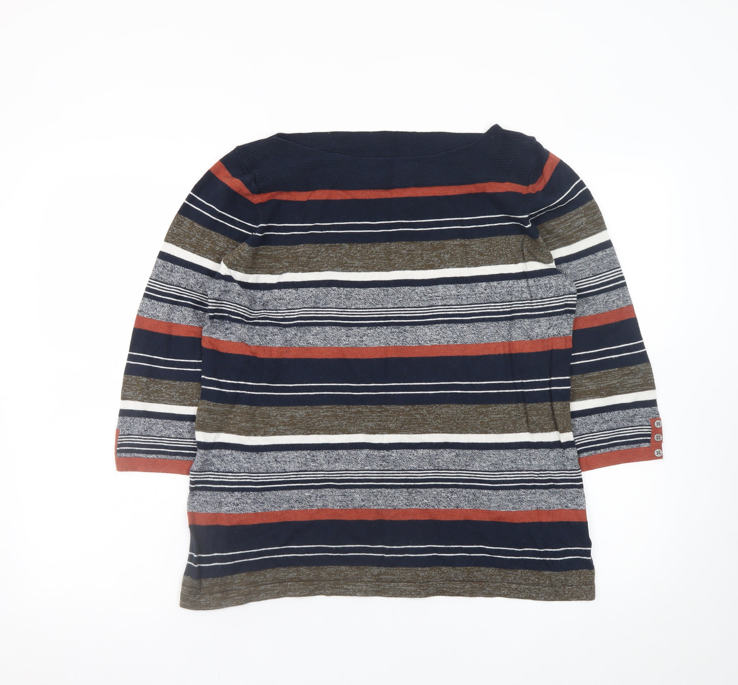 Next Women’s Multicoloured Striped Boat Neck 3/4 Sleeve Jumper Size 18