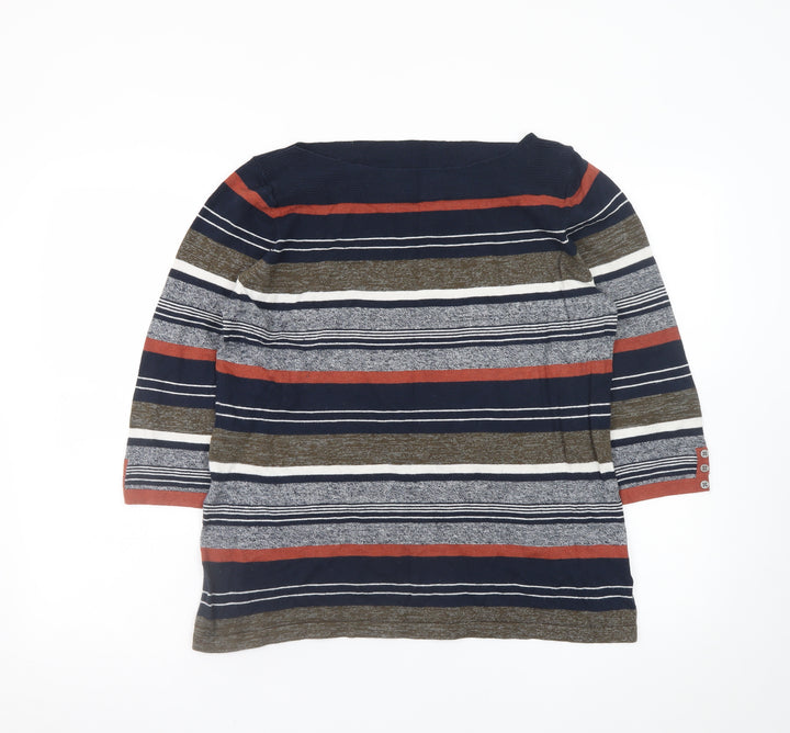 Next Women’s Multicoloured Striped Boat Neck 3/4 Sleeve Jumper Size 18