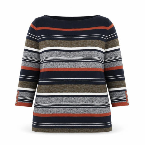 Next Women’s Multicoloured Striped Boat Neck 3/4 Sleeve Jumper Size 18