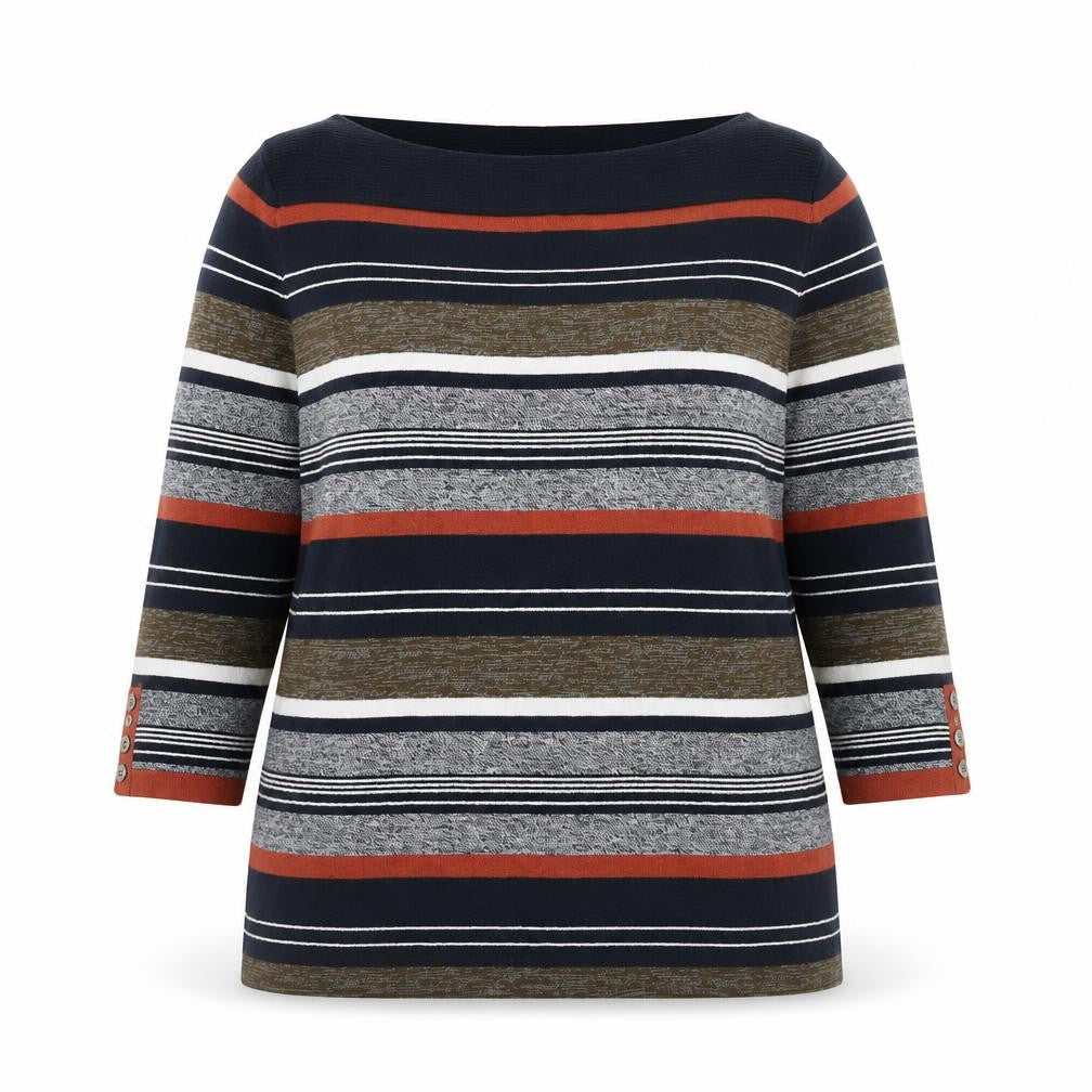 Next Women’s Multicoloured Striped Boat Neck 3/4 Sleeve Jumper Size 18
