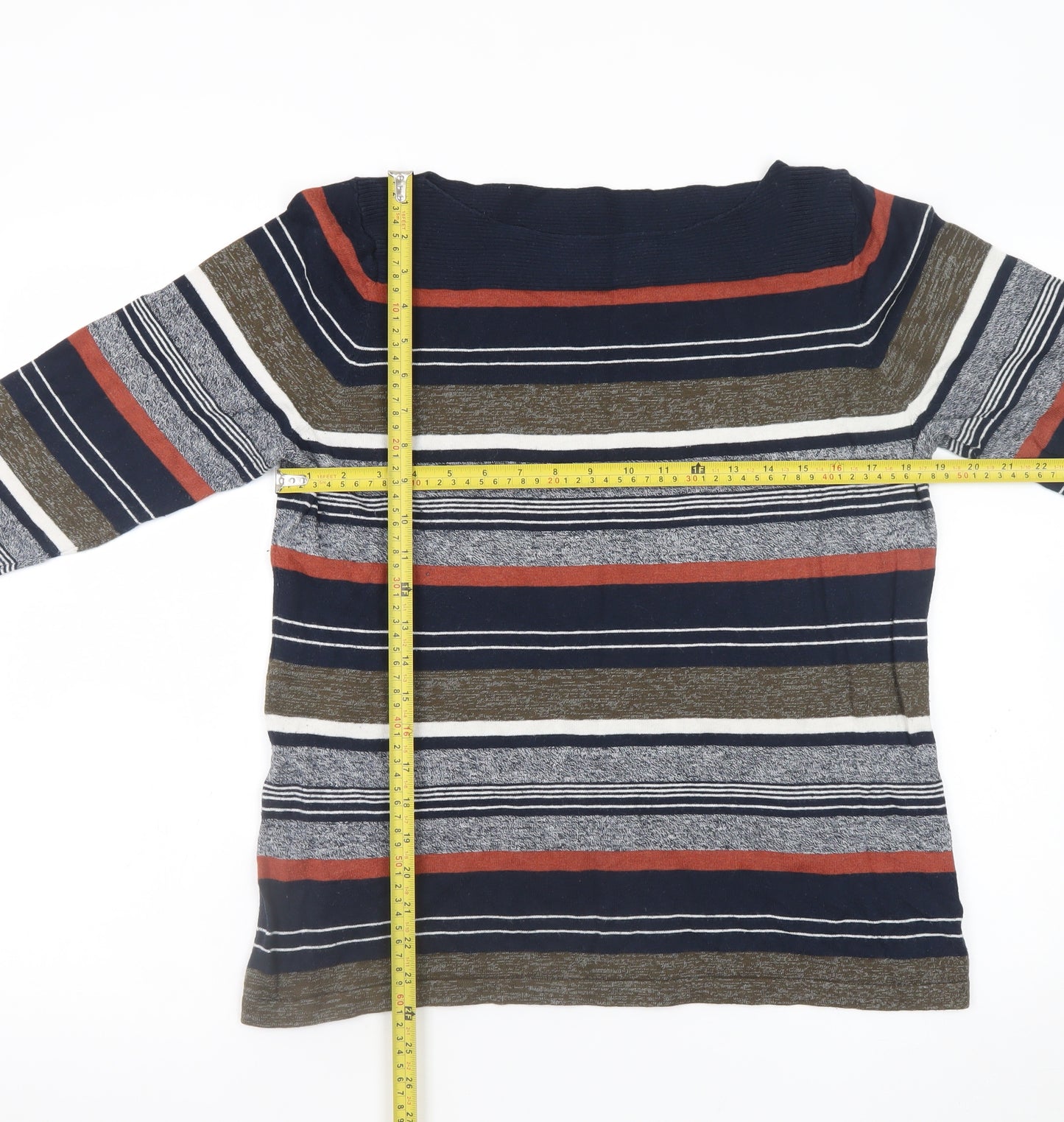 Next Women’s Multicoloured Striped Boat Neck 3/4 Sleeve Jumper Size 18
