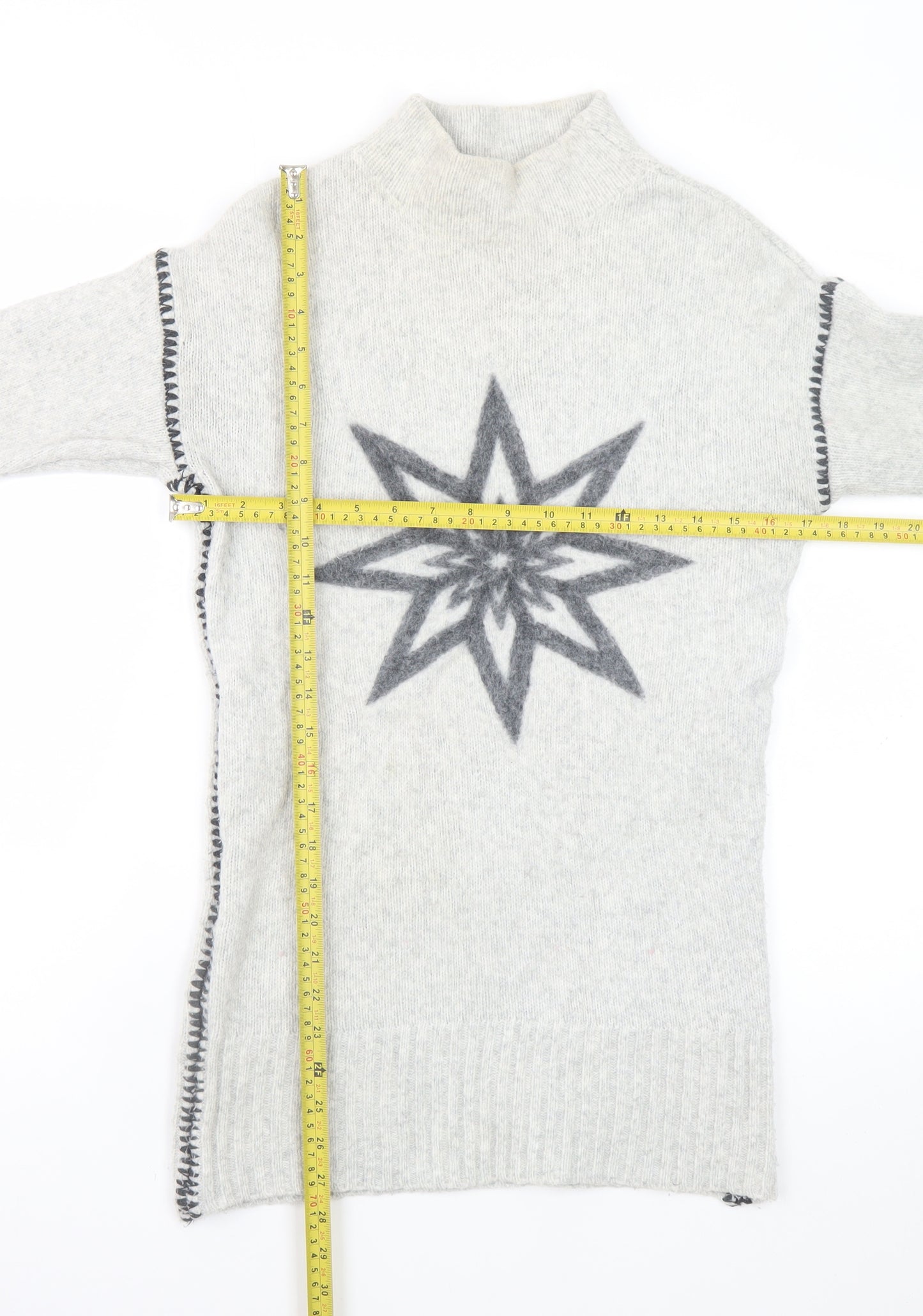Mint Velvet Women’s Grey Wool Jumper Dress Size 8 with Zip Detail