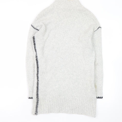 Mint Velvet Women’s Grey Wool Jumper Dress Size 8 with Zip Detail
