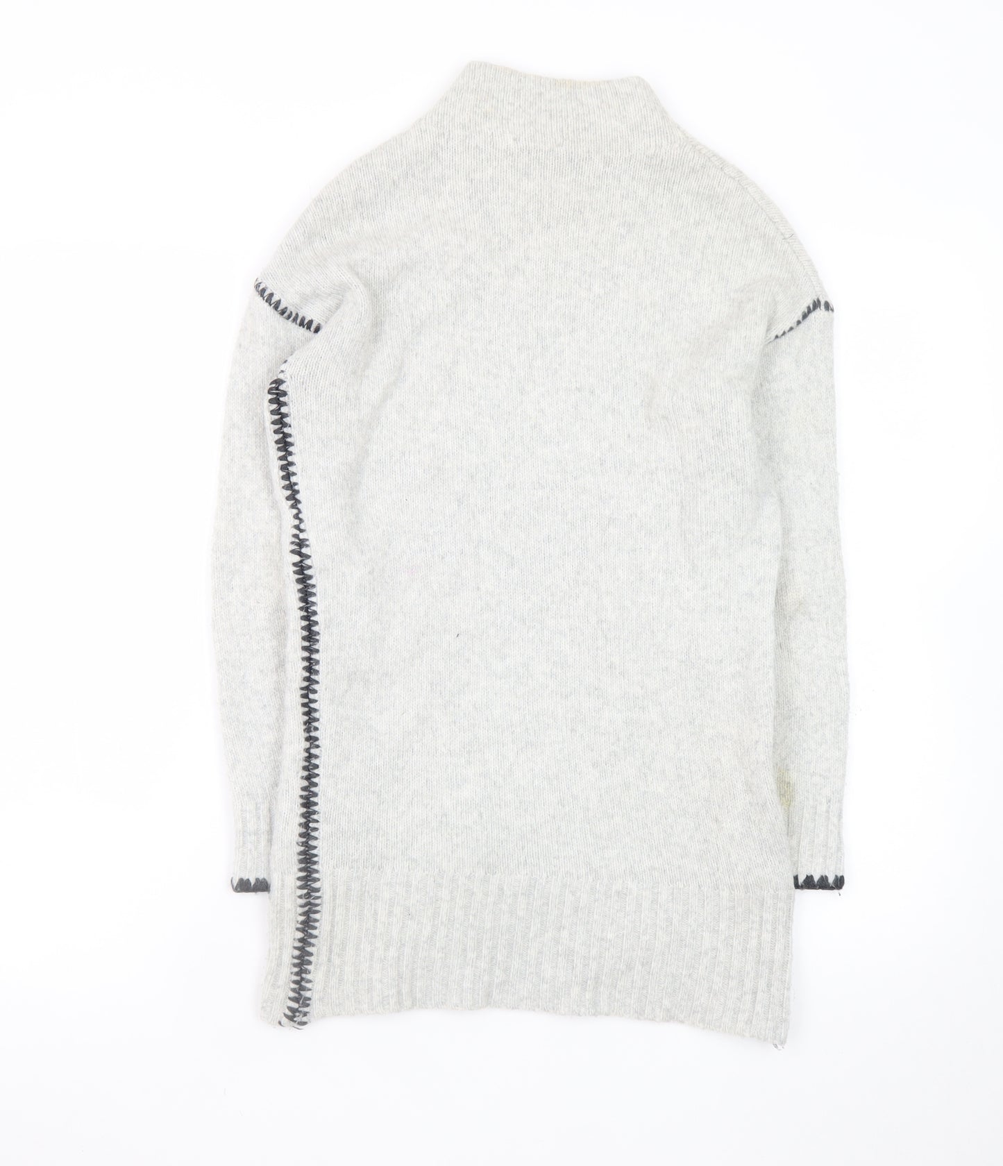 Mint Velvet Women’s Grey Wool Jumper Dress Size 8 with Zip Detail
