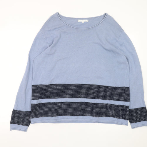 Lakeland Women Blue Jumper Size 16 Crew Neck Long Sleeve Knit