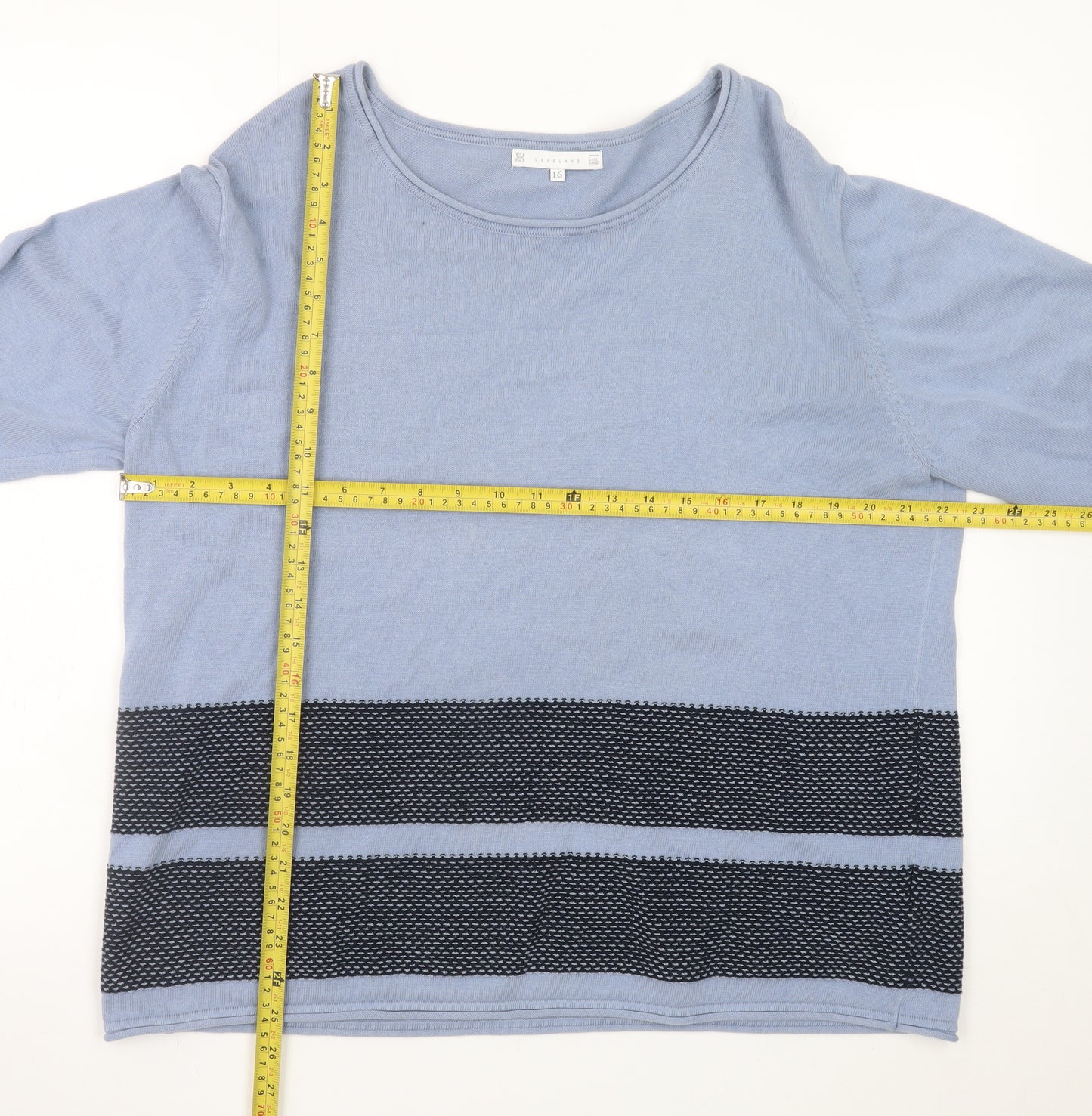 Lakeland Women Blue Jumper Size 16 Crew Neck Long Sleeve Knit