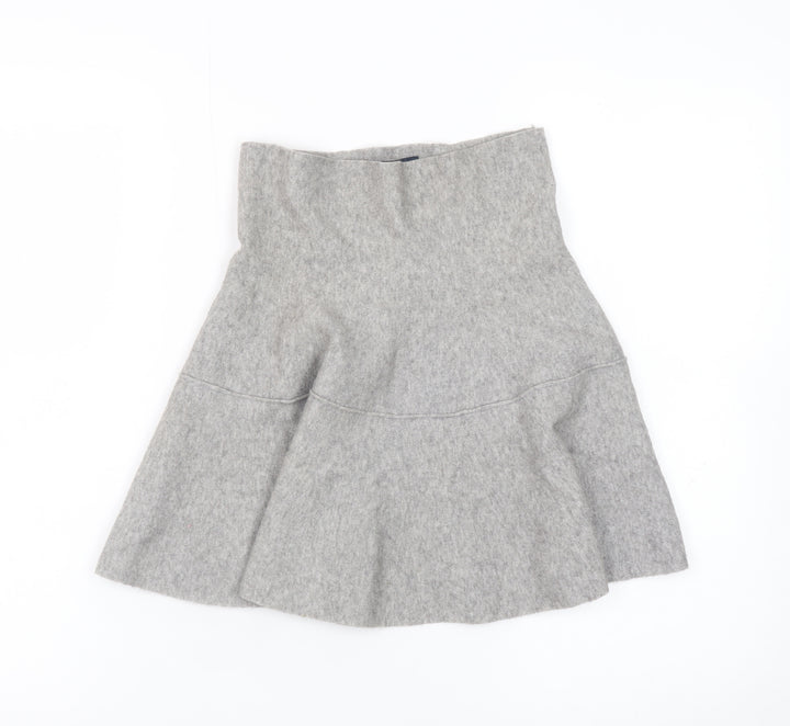 Zara Women Grey Wool Knit A-Line Skirt Size S