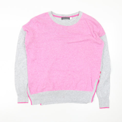 Mint Velvet Womens Grey Pink Striped Cashmere Blend Crew Neck Jumper XS