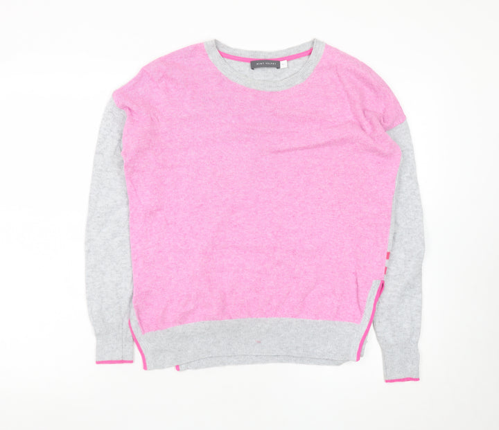 Mint Velvet Womens Grey Pink Striped Cashmere Blend Crew Neck Jumper XS