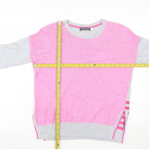 Mint Velvet Womens Grey Pink Striped Cashmere Blend Crew Neck Jumper XS