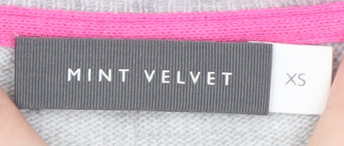 Mint Velvet Womens Grey Pink Striped Cashmere Blend Crew Neck Jumper XS