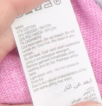 Mint Velvet Womens Grey Pink Striped Cashmere Blend Crew Neck Jumper XS