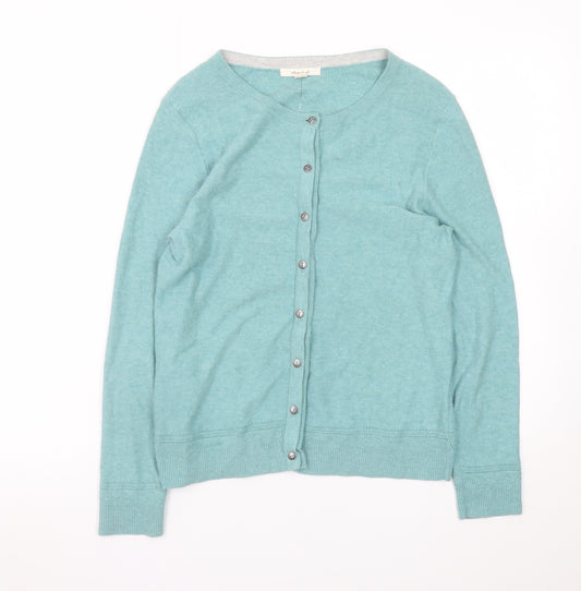 White Stuff Womens Green Size 10 Cotton Merino Wool Cardigan